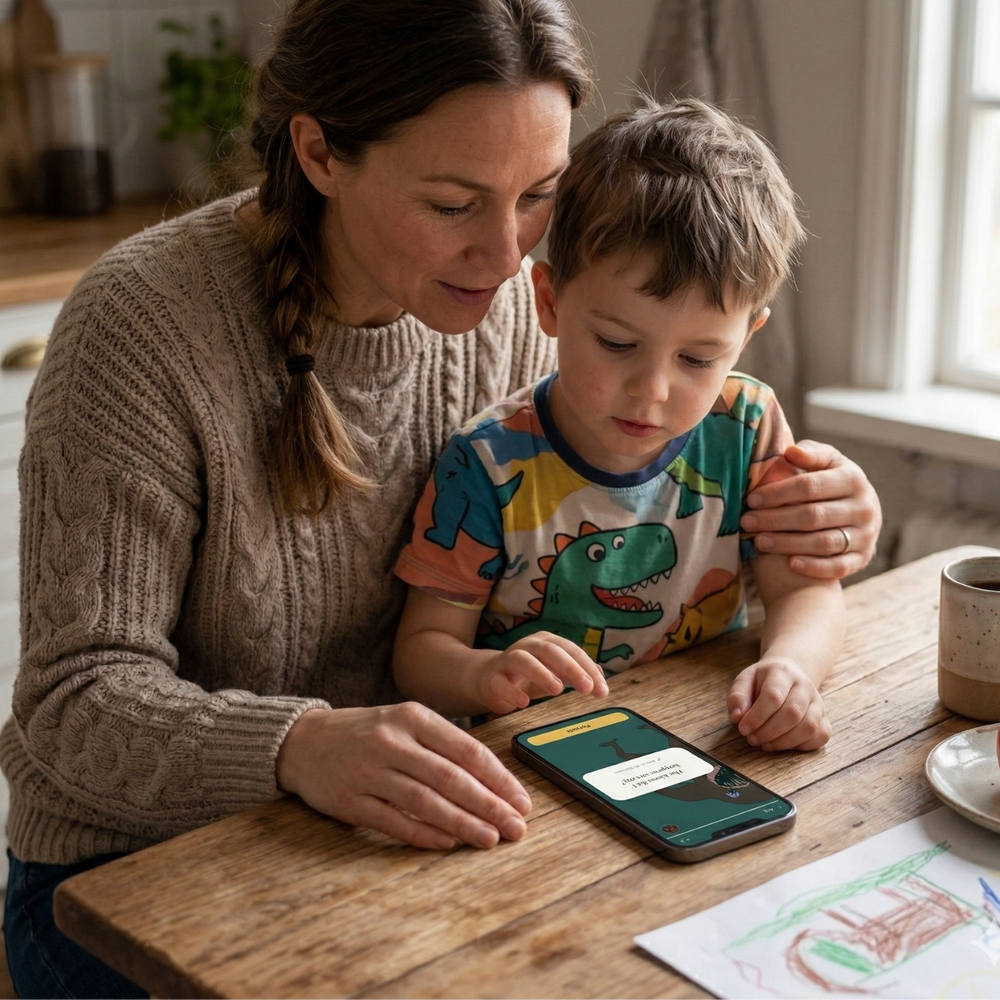 Förälder och barn använder Jag i Mig