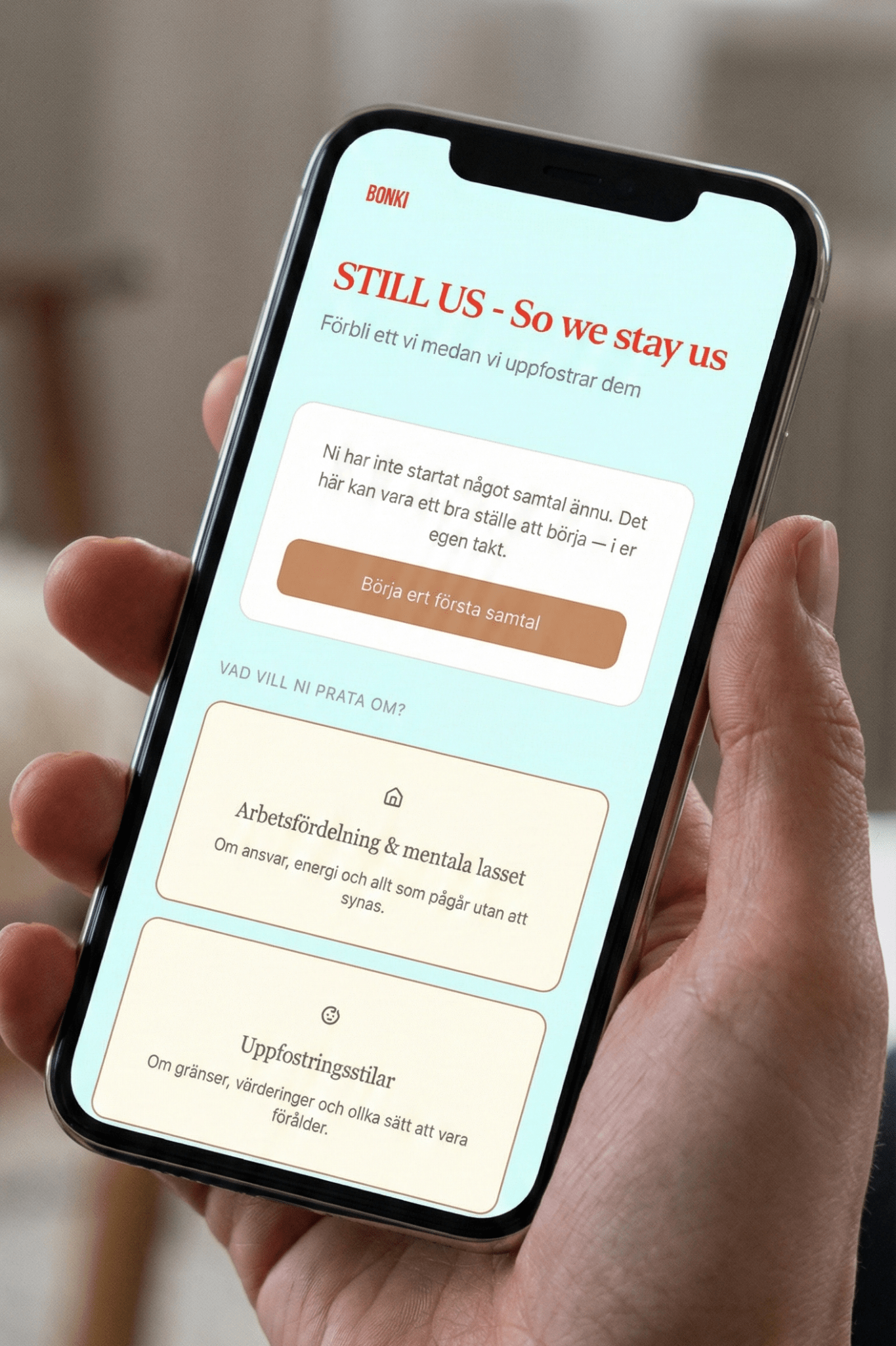 STILL US - Bli Founding Member - Psykologutvecklad app för par som blivit föräldrar. – psykologutvecklat samtalsmaterial för barn och familjer | Bonki